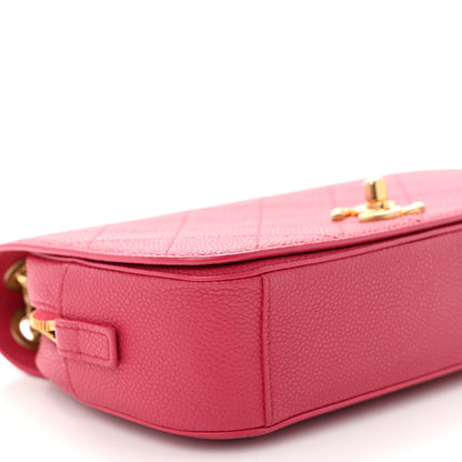 Chanel Caviar Diamond Stitched CC Medium Flap Bag Dark Pink 9 of 11