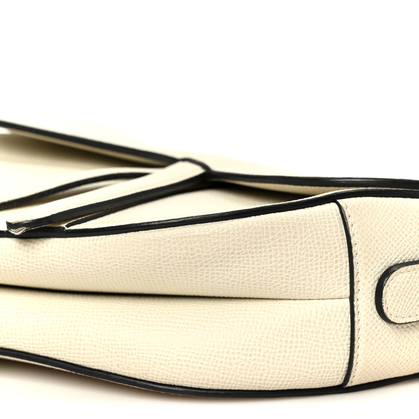 Grained Calfskin Saddle Bag White
