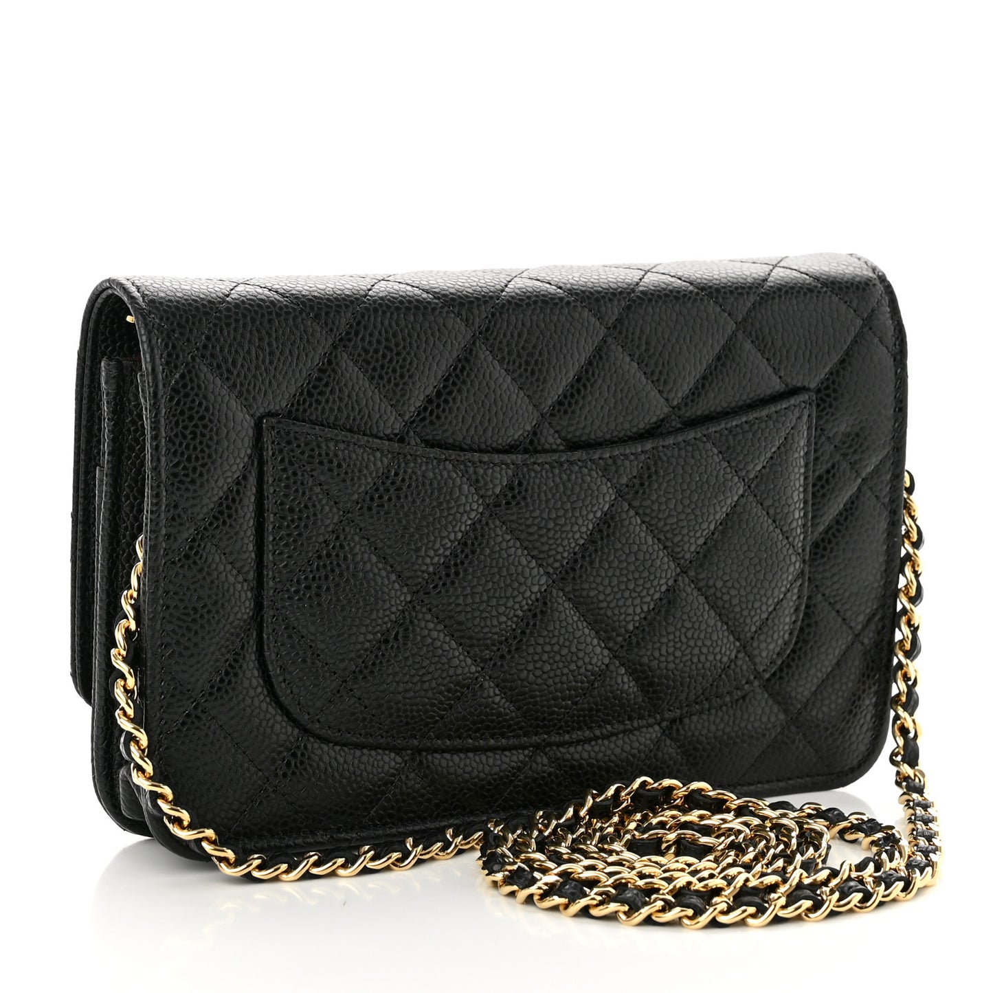 Caviar Quilted Wallet On Chain WOC Black