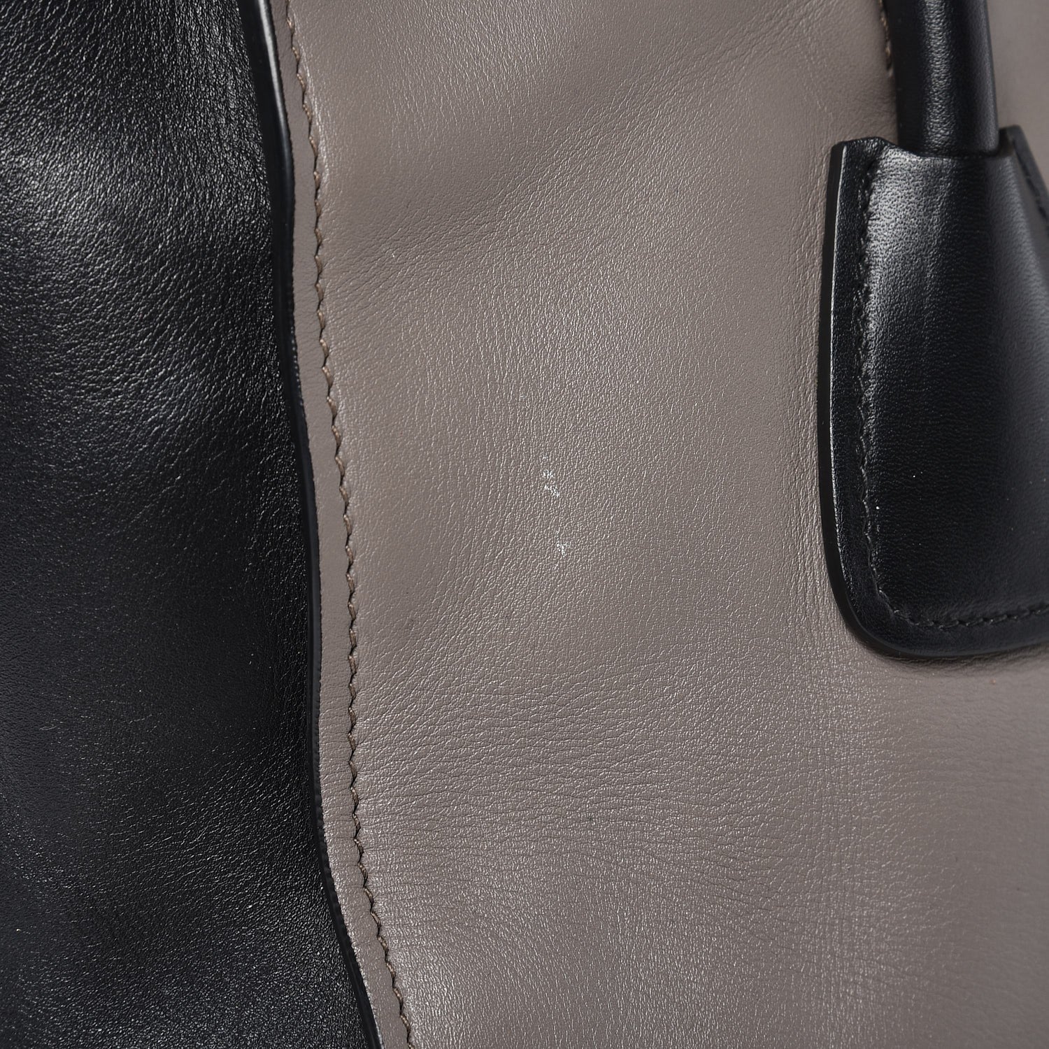 Prada Glace Calf Bi-Color Tote Pomice Black 9 of 10