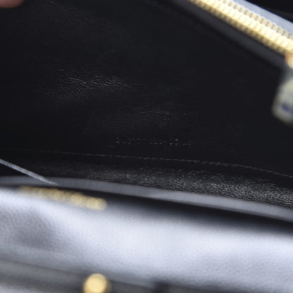 Saint Laurent Grain De Poudre Matelasse Chevron Monogram Chain Wallet Black 6 of 10