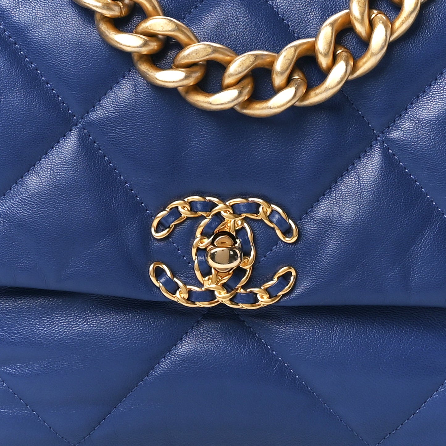 Lambskin Quilted Large Chanel 19 Flap Blue