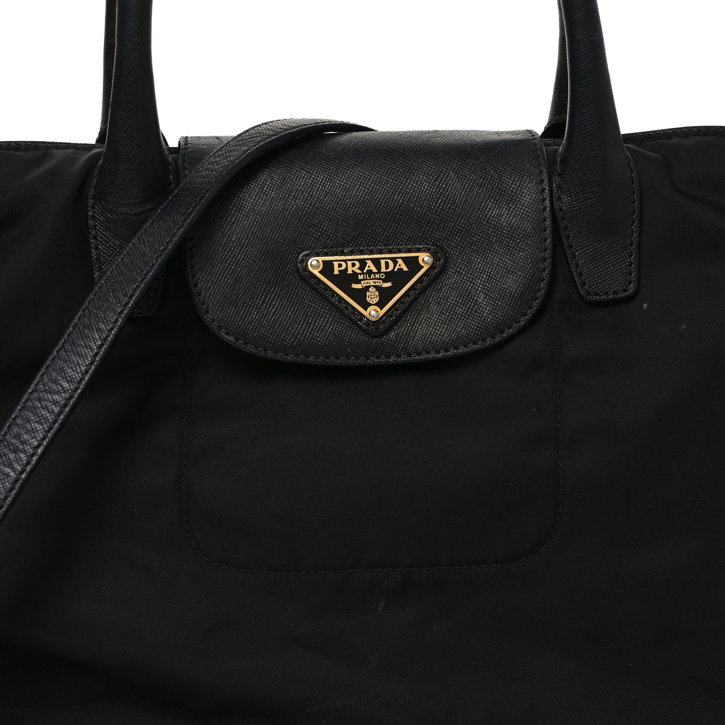Tessuto Nylon Saffiano Shopping Tote Black