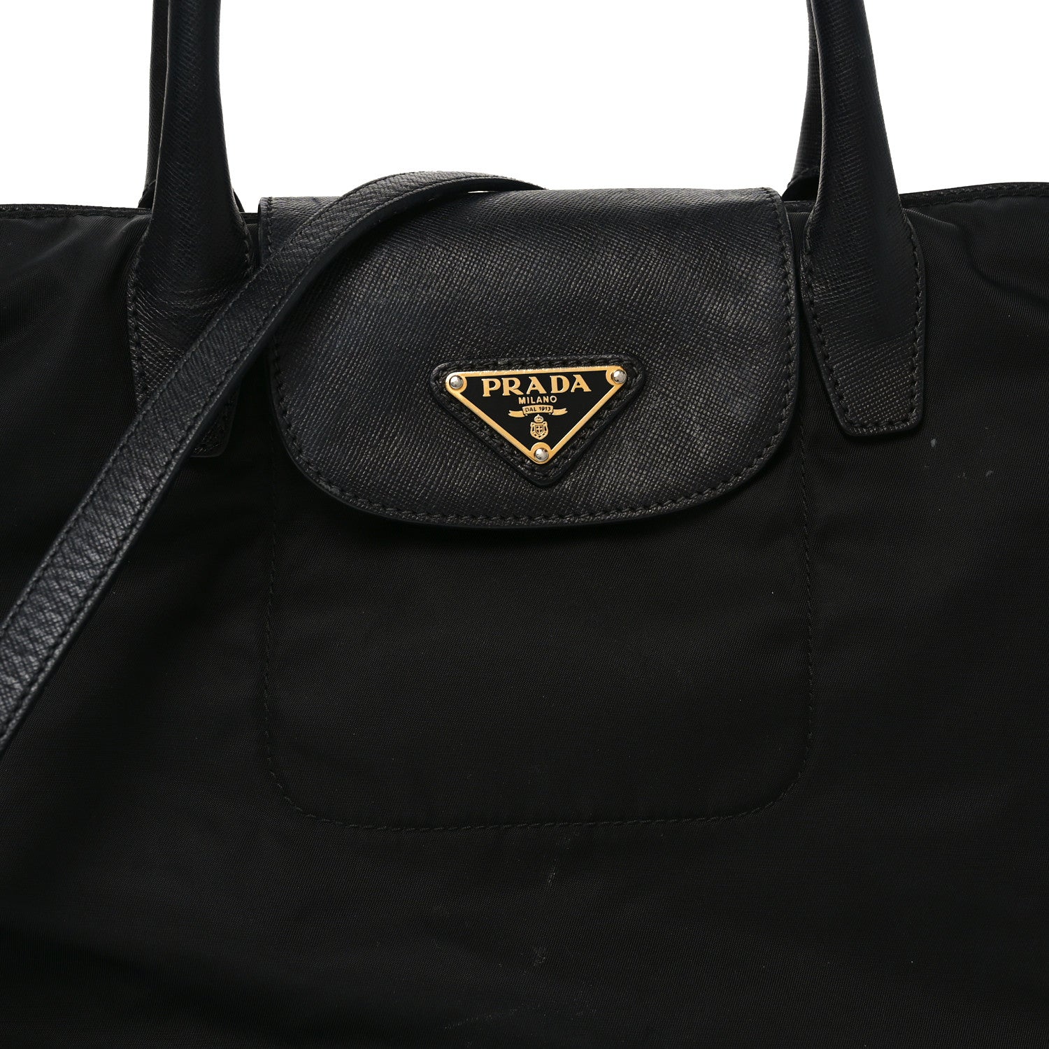 Prada Tessuto Nylon Saffiano Shopping Tote Black 7 of 9