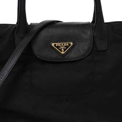 Prada Tessuto Nylon Saffiano Shopping Tote Black 7 of 9