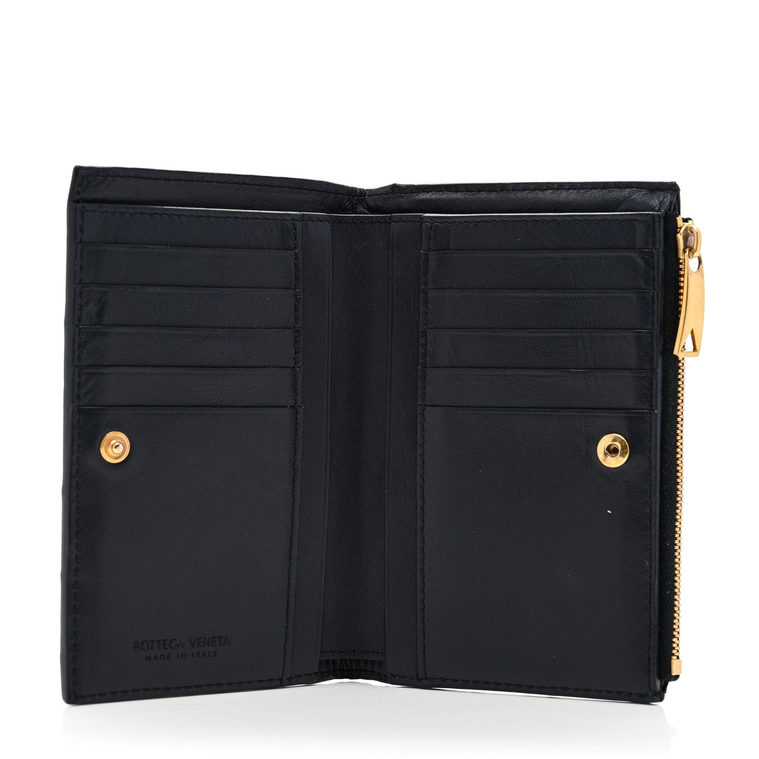 Bottega Veneta Nappa Intrecciato Medium Bifold Zip Wallet Navy 5 of 6