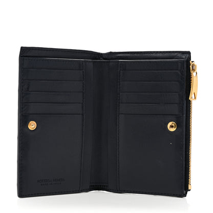 Bottega Veneta Nappa Intrecciato Medium Bifold Zip Wallet Navy 5 of 6
