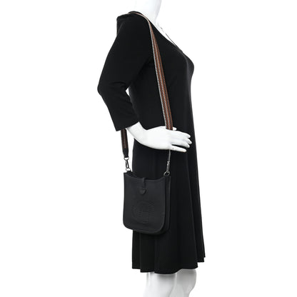 Hermes Taurillon Clemence Amazone Sangle Cavale Evelyne TPM Black Noisette 2 of 11