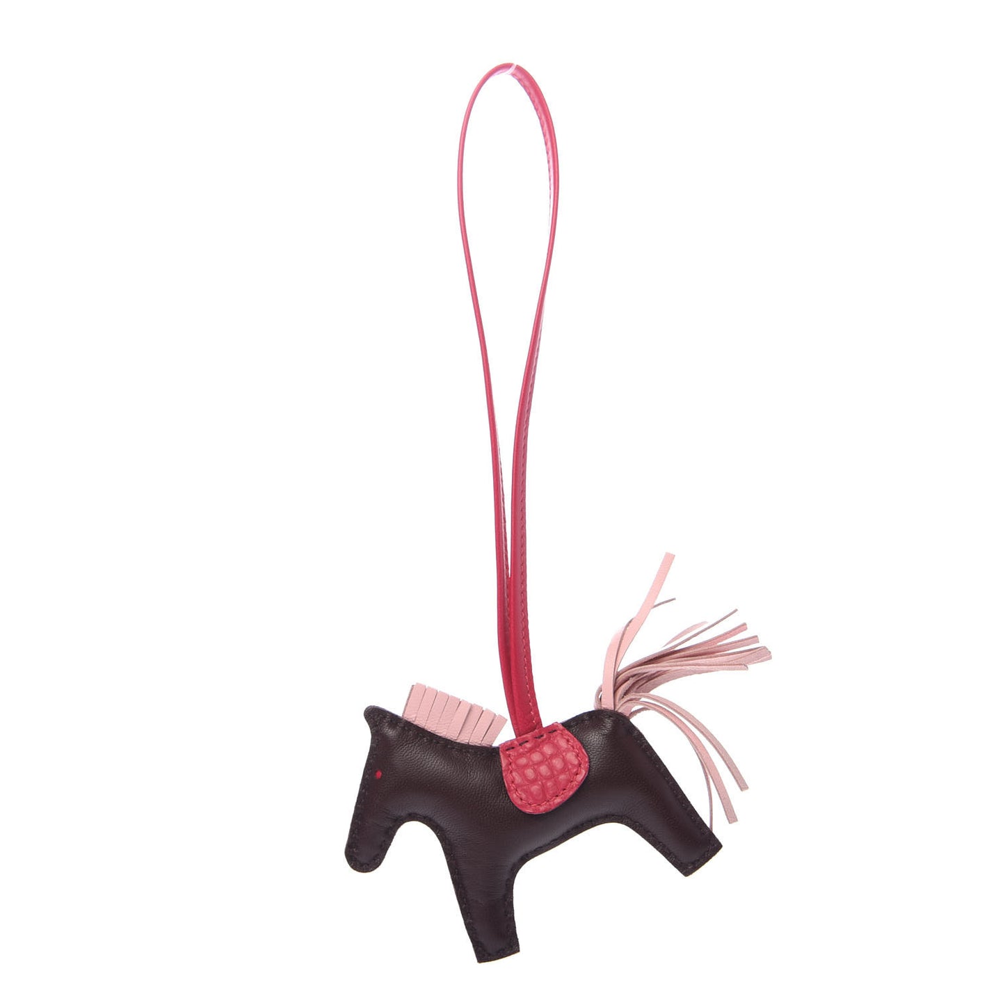 Milo Lambskin Matte Alligator Touch Grigri Rodeo Horse Bag Charm PM Rouge Sellier Framboise Rose Sakura