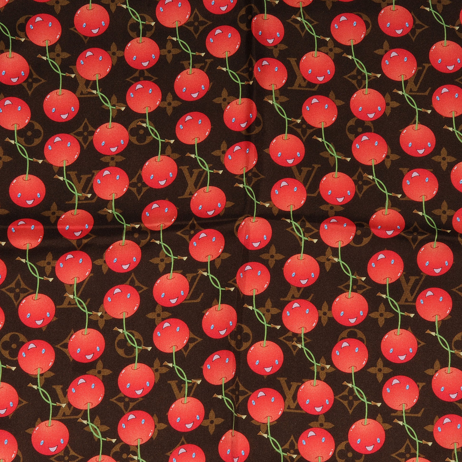 Louis Vuitton Silk Monogram Cerises Scarf 2 of 6