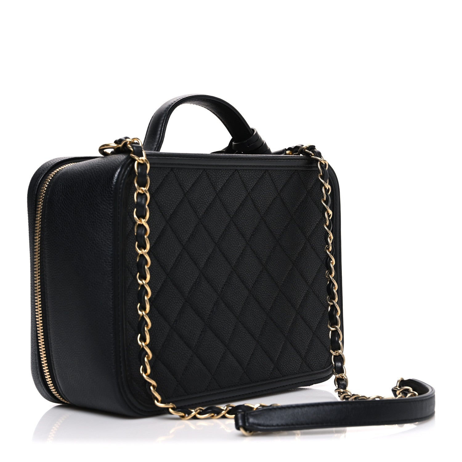 Chanel Caviar Quilted Large CC Filigree Vanity Case Black 1842441