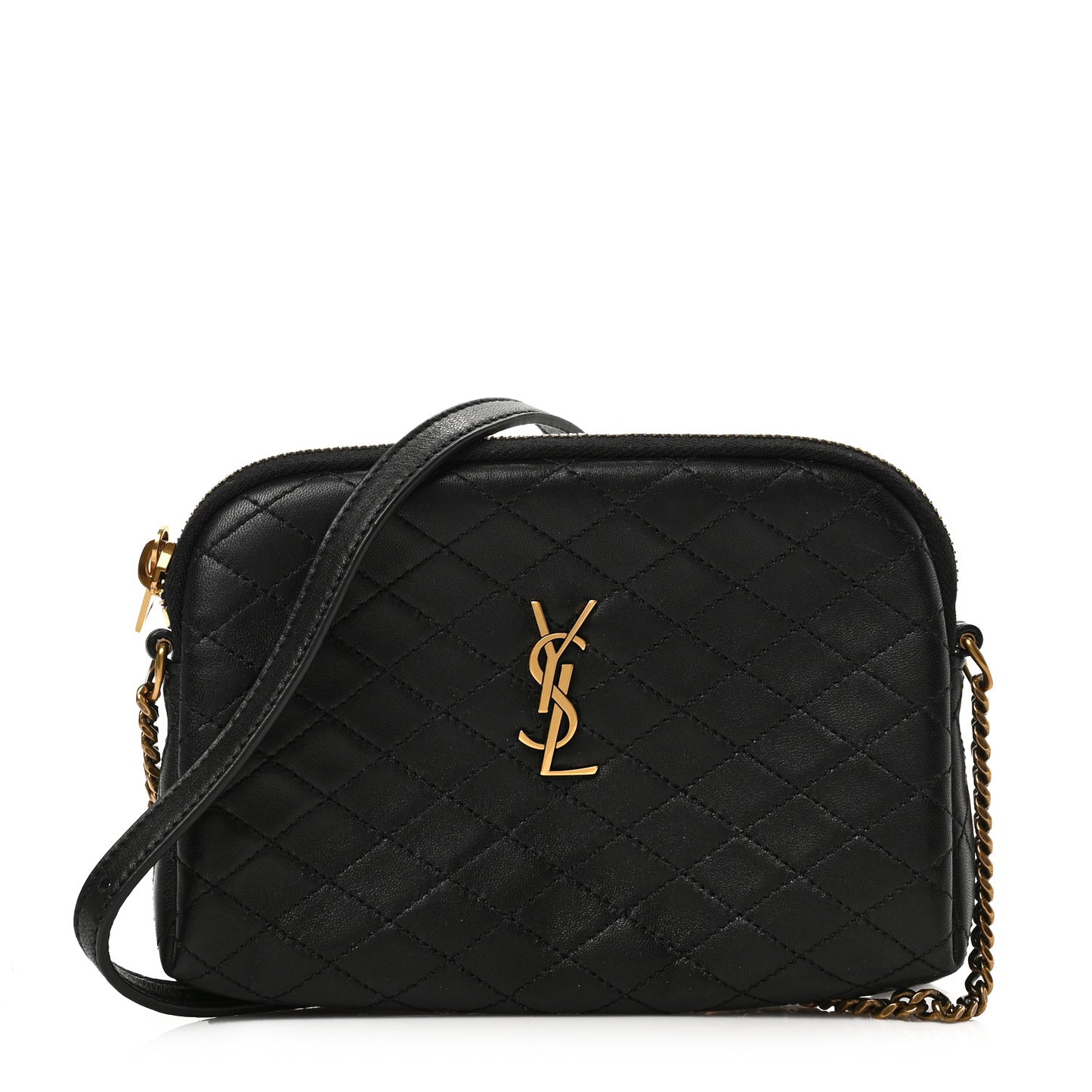 Lambskin Quilted Gaby Zipped Pouch Black