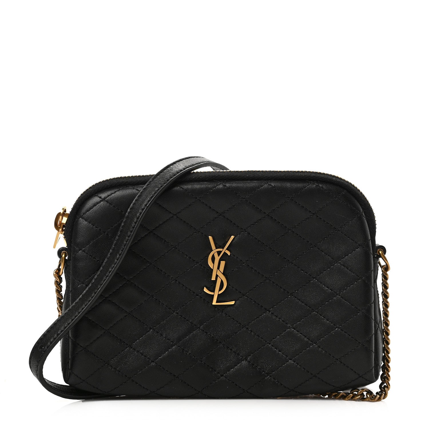 Saint Laurent Lambskin Quilted Gaby Zipped Pouch Black 1 of 8