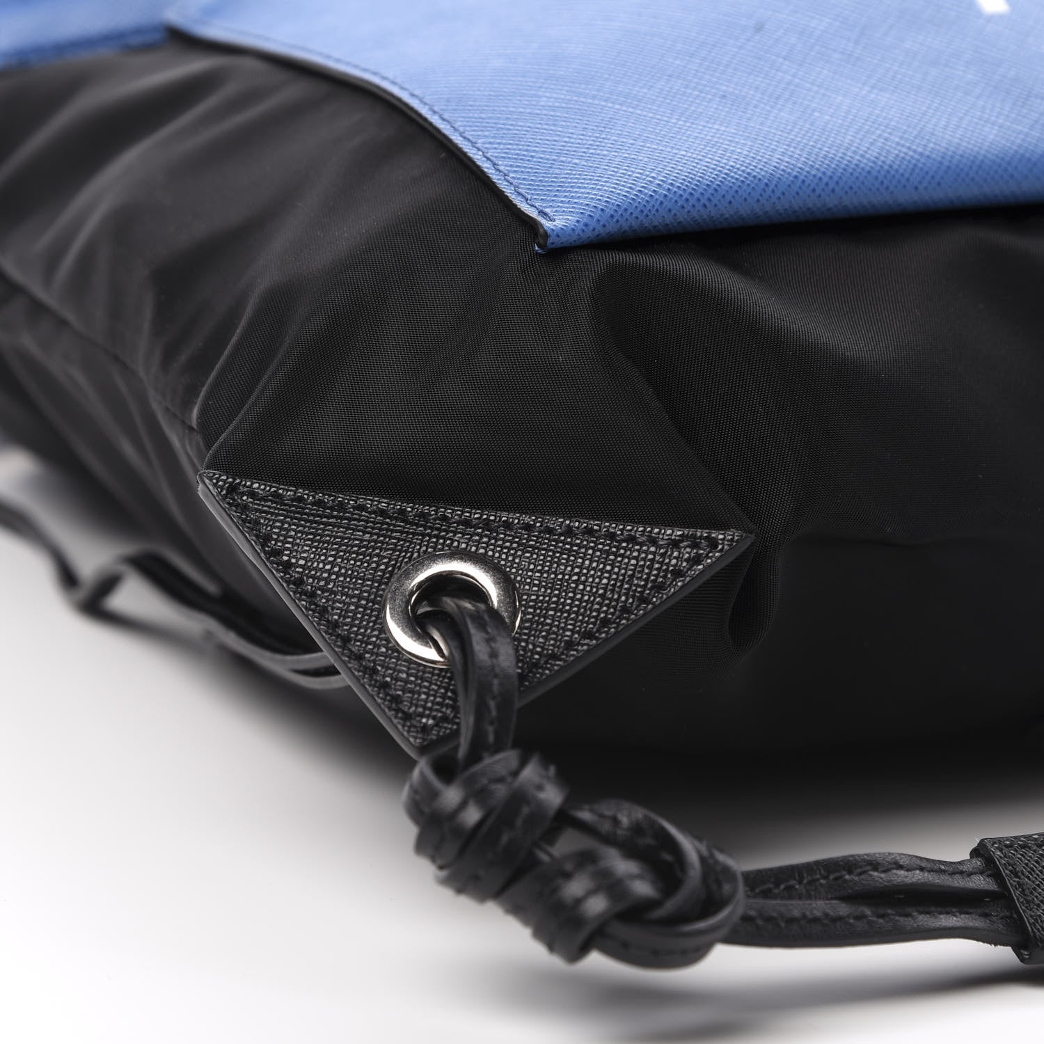 Prada Tessuto Nylon Saffiano Whale Drawstring Pocket Backpack Black Marea 8 of 9