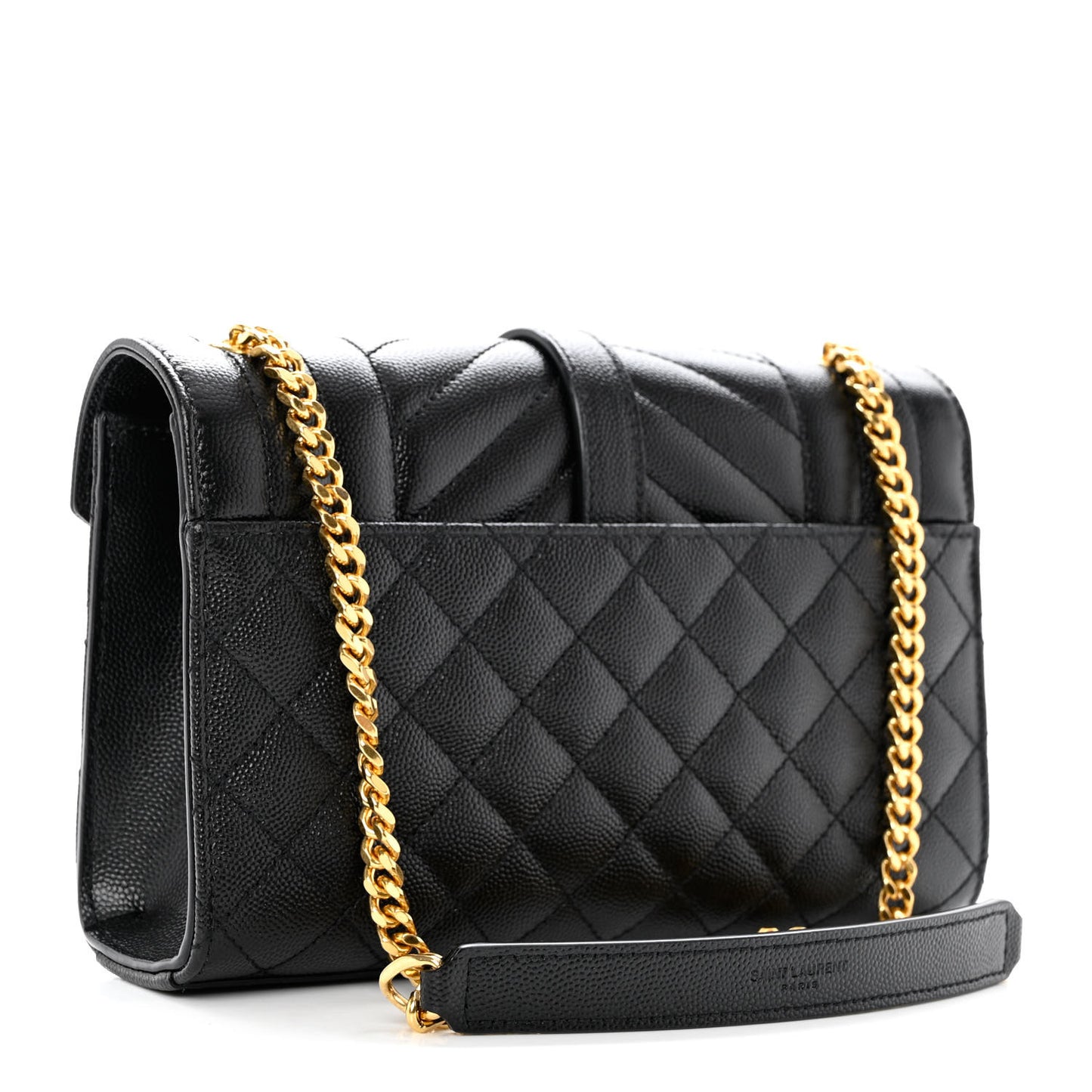 Grain De Poudre Textured Mixed Matelasse Triquilt Small Monogram Satchel Black