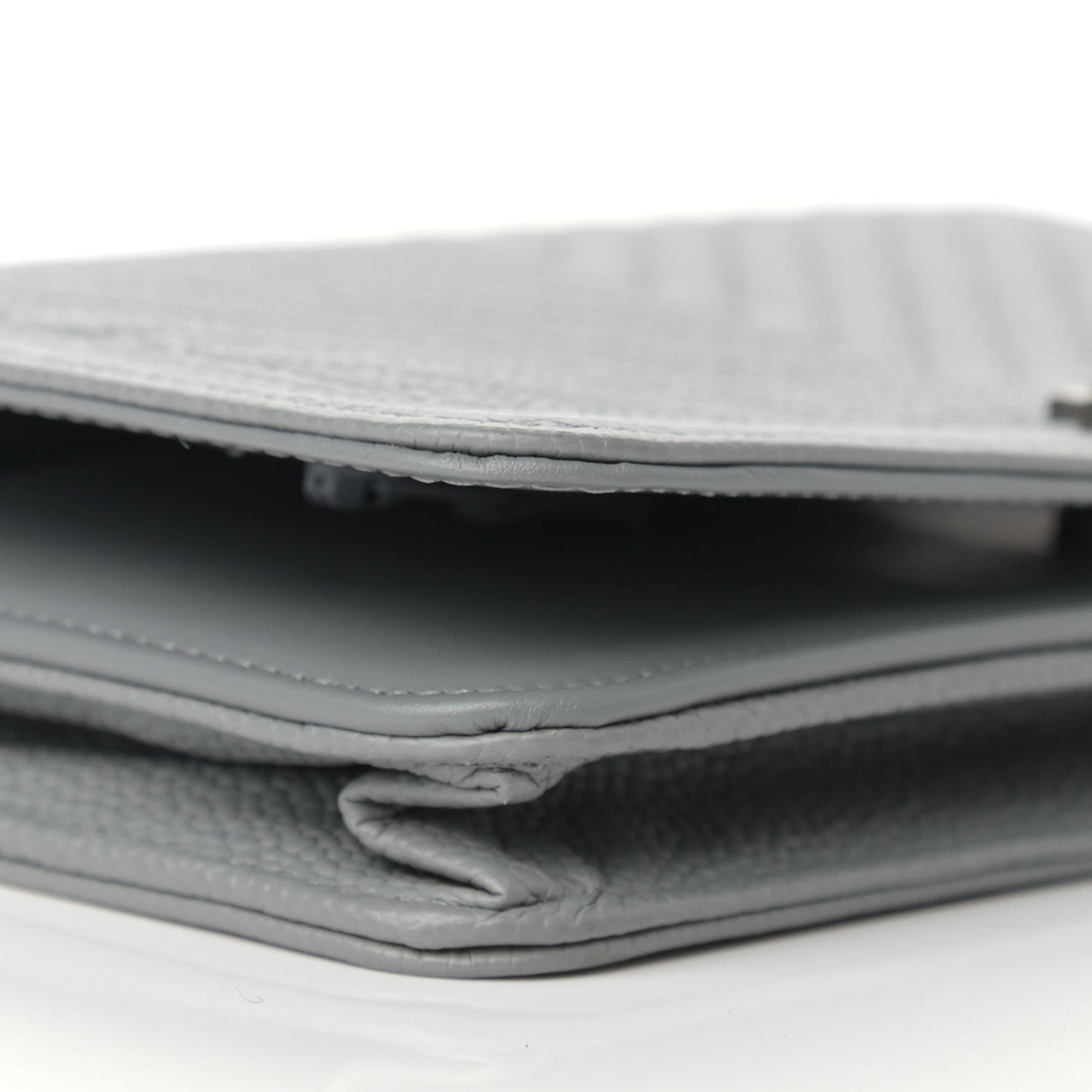 Caviar Chevron Quilted Boy Wallet On Chain WOC Grey