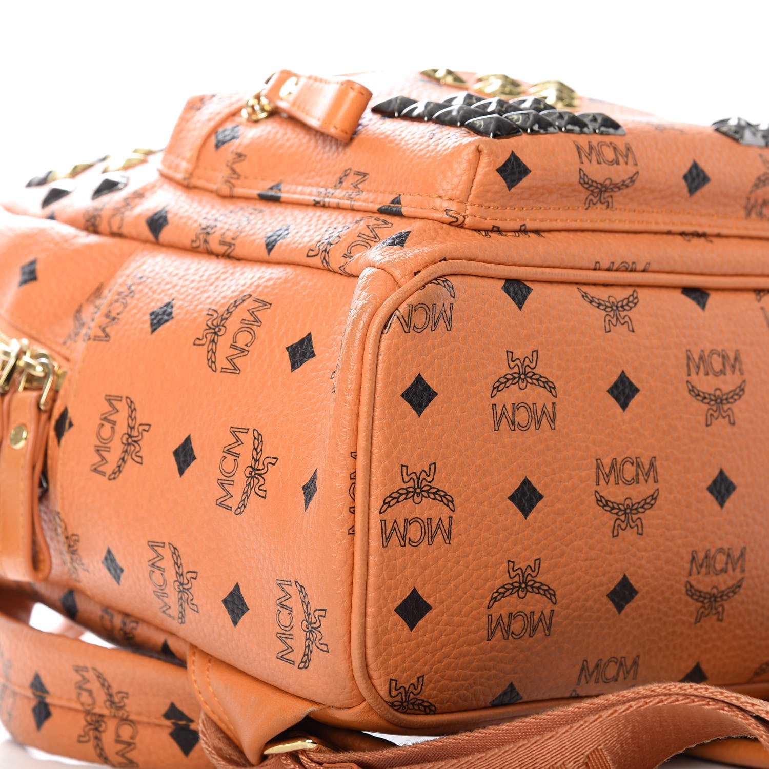 MCM Visetos Studded Small Stark Backpack Orange 5 of 7