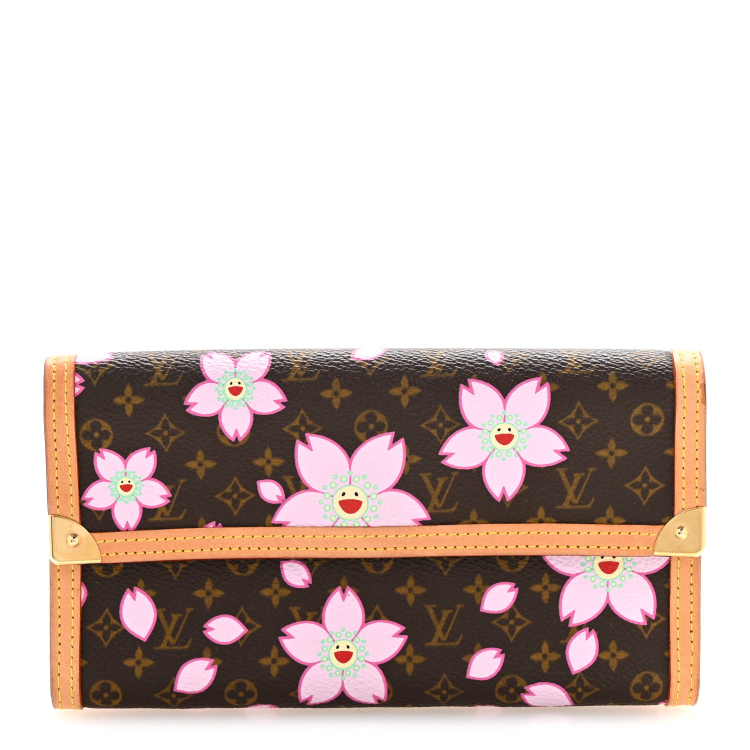 Louis Vuitton Monogram Cherry Blossom Porte Tresor International Wallet Brown 1 of 11