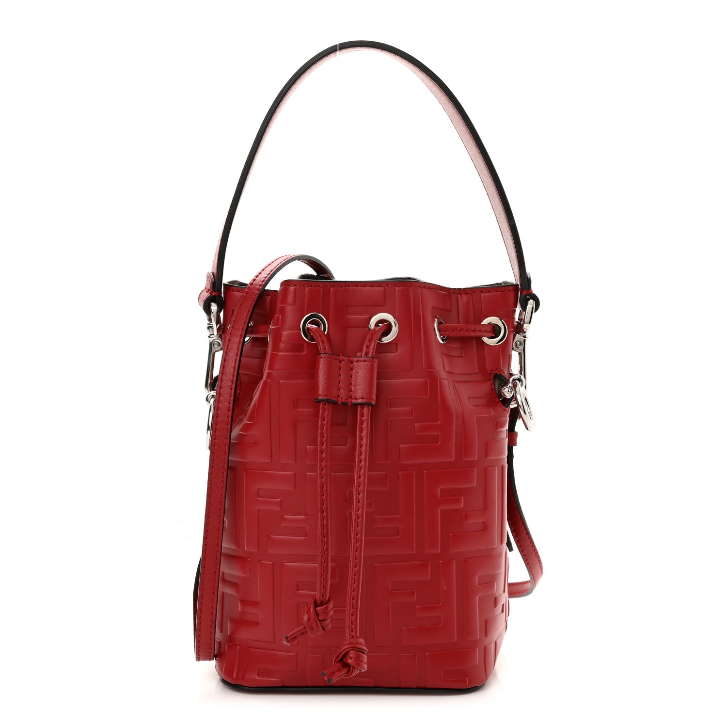Fendi Vitello Liberty F is Fendi FF 1974 Embossed Mini Mon Tresor Bucket Bag Fragola 1 of 11