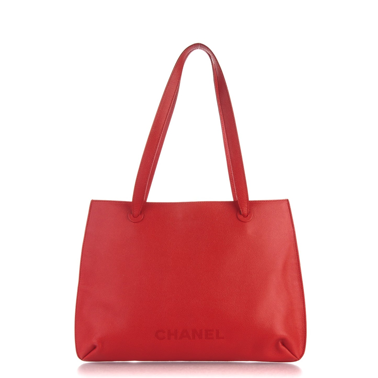 Grained Calfskin Shopping Tote Red