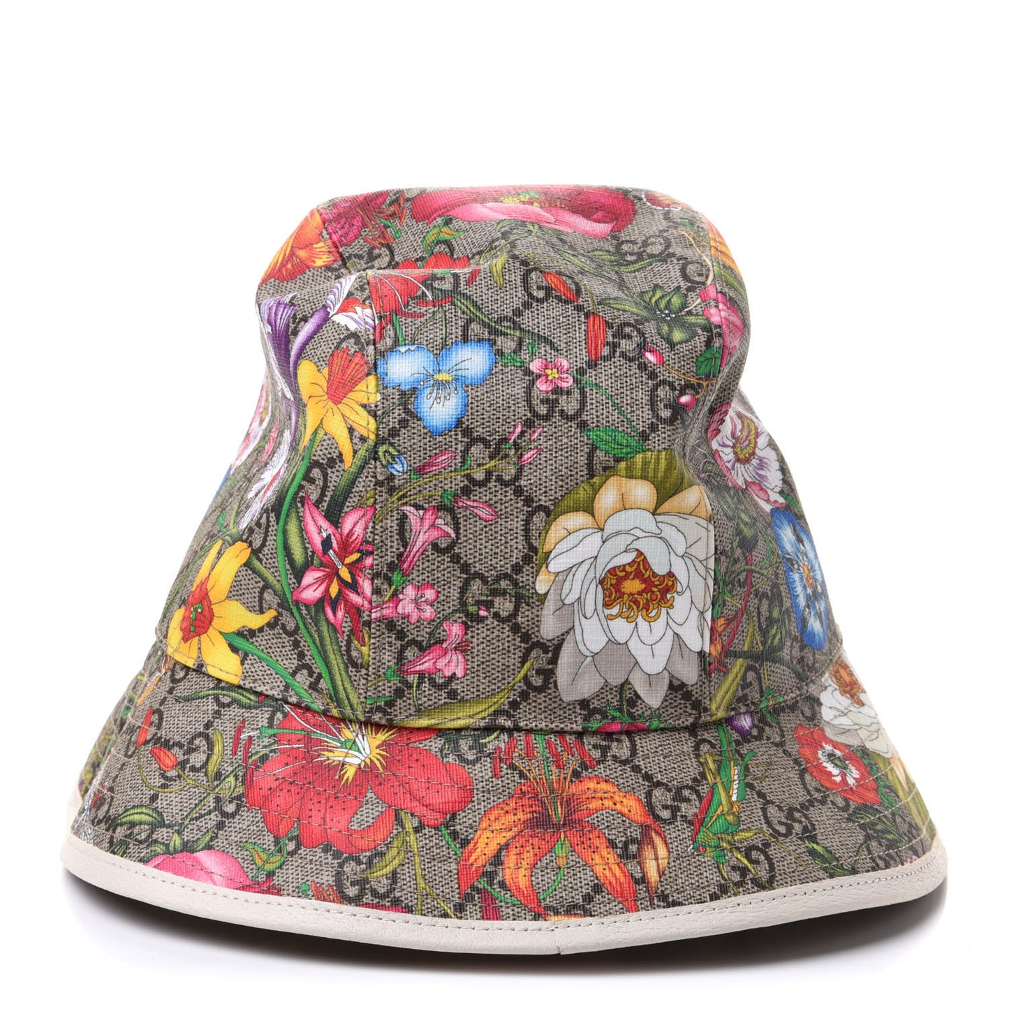 GG Supreme Monogram Flora Fedora Hat M White