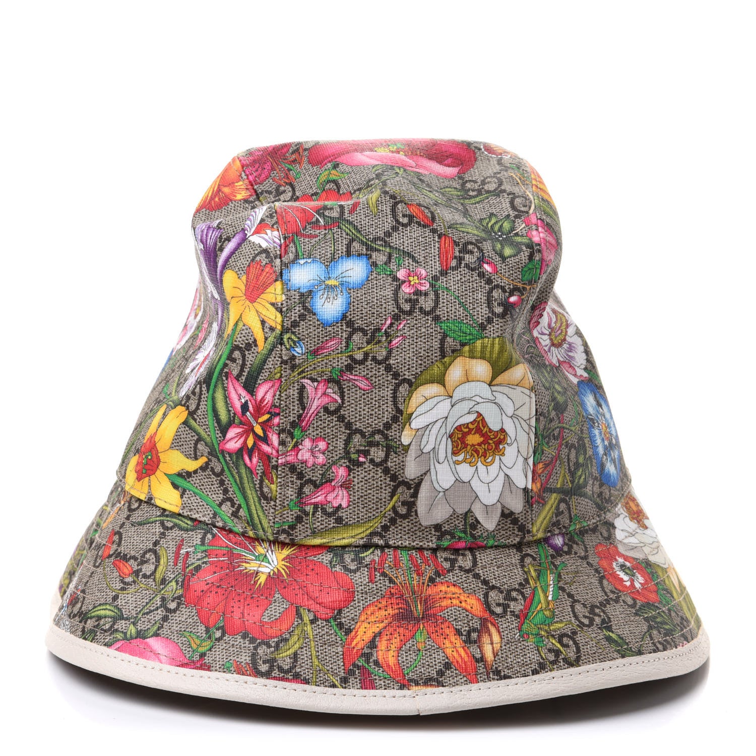 Gucci GG Supreme Monogram Flora Fedora Hat M White 3 of 9