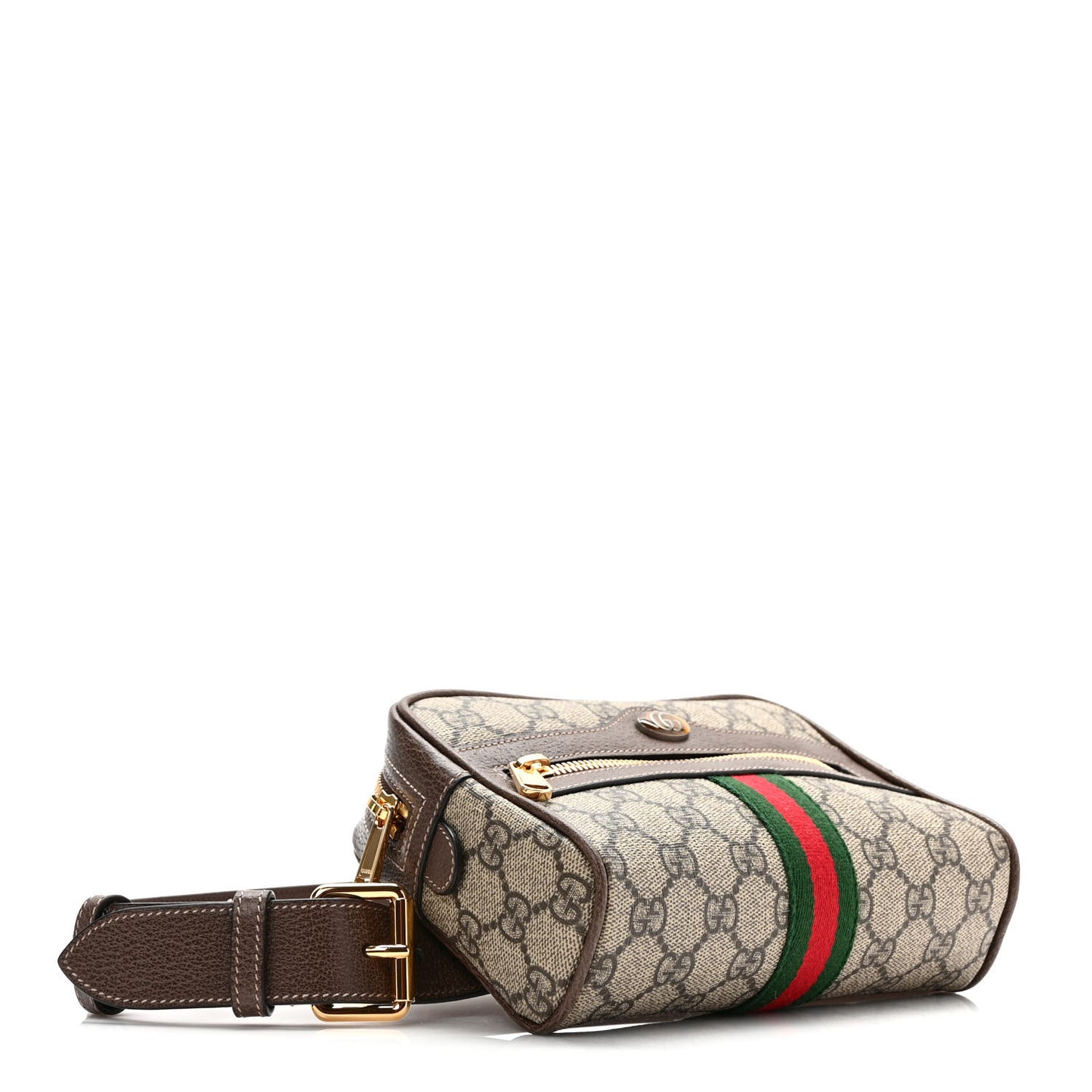 GG Supreme Monogram Web Small Ophidia Belt Bag 75 30 Dark Brown