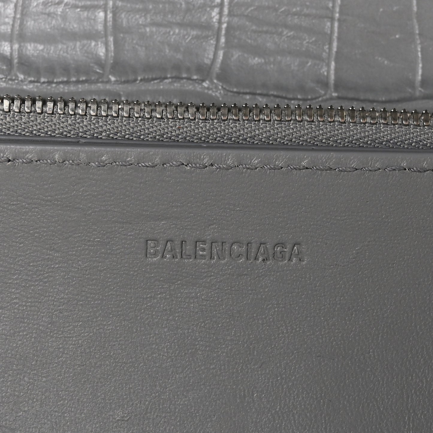 Extra Supple Calfskin Crocodile Embossed Small Gossip Bag Grey