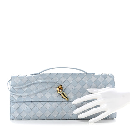 Bottega Veneta Suede Nappa Intrecciato Long Andiamo Top Handle Clutch Glacial 2 of 7