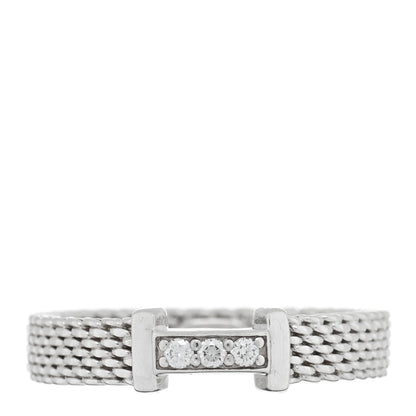 Tiffany Sterling Silver Diamond Somerset Mesh Band Ring 49 5 1 of 4