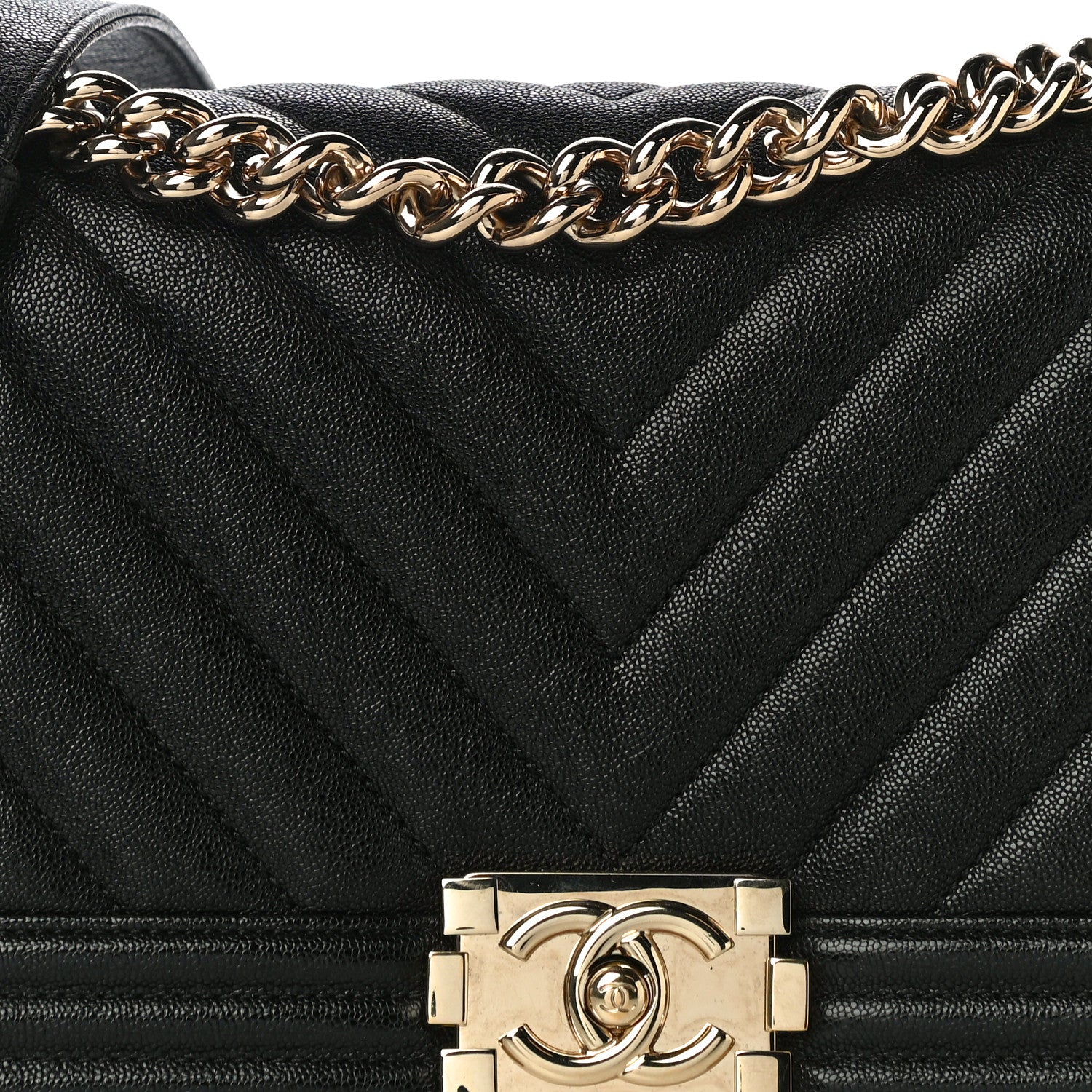 Chanel Caviar Chevron Quilted Medium Boy Flap Black 8 of 11