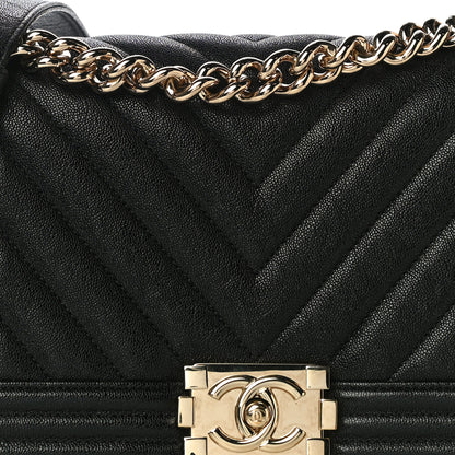 Chanel Caviar Chevron Quilted Medium Boy Flap Black 8 of 11
