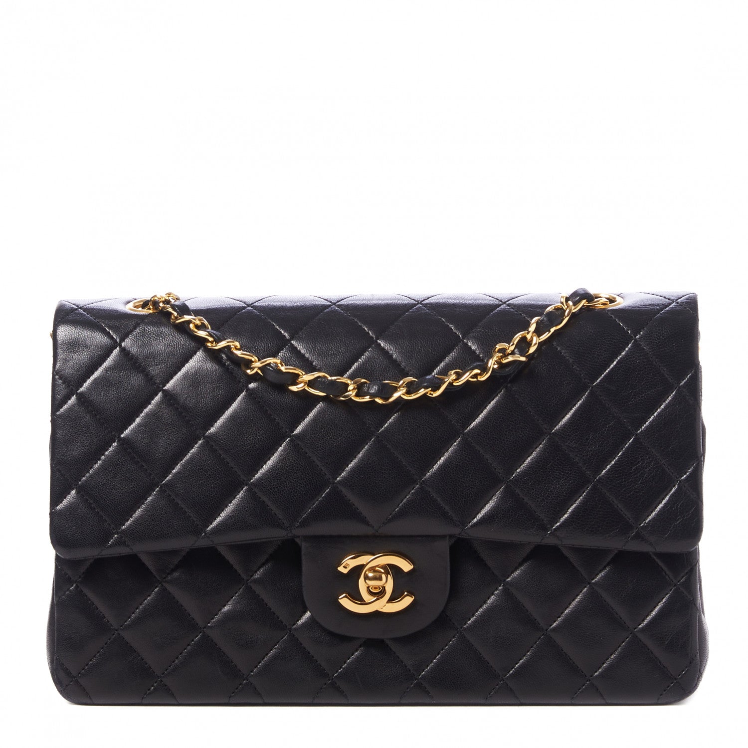 Chanel Lambskin Quilted Medium Double Flap Black 1 of 9
