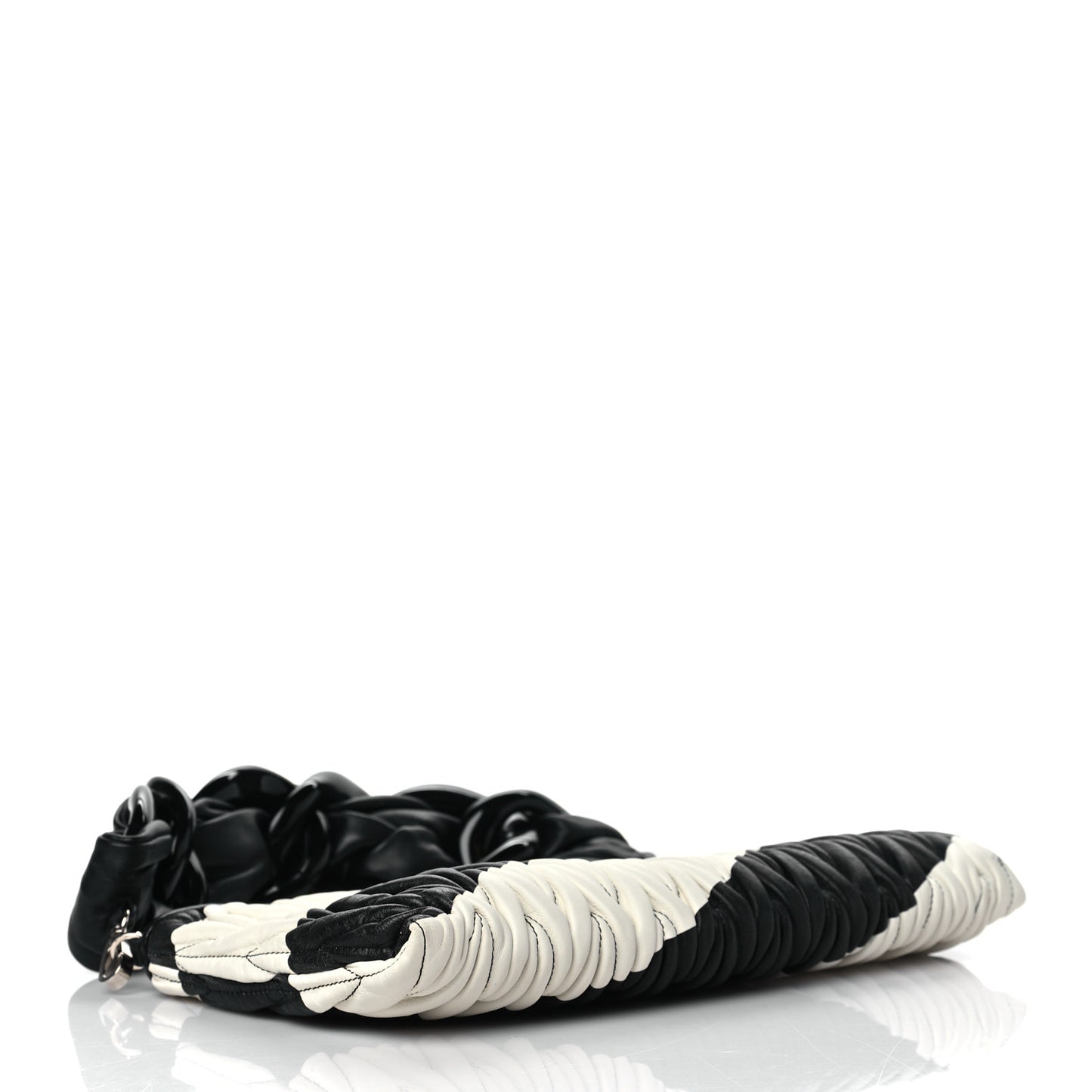 Nappa Matelasse Striped Shoulder Bag Black White