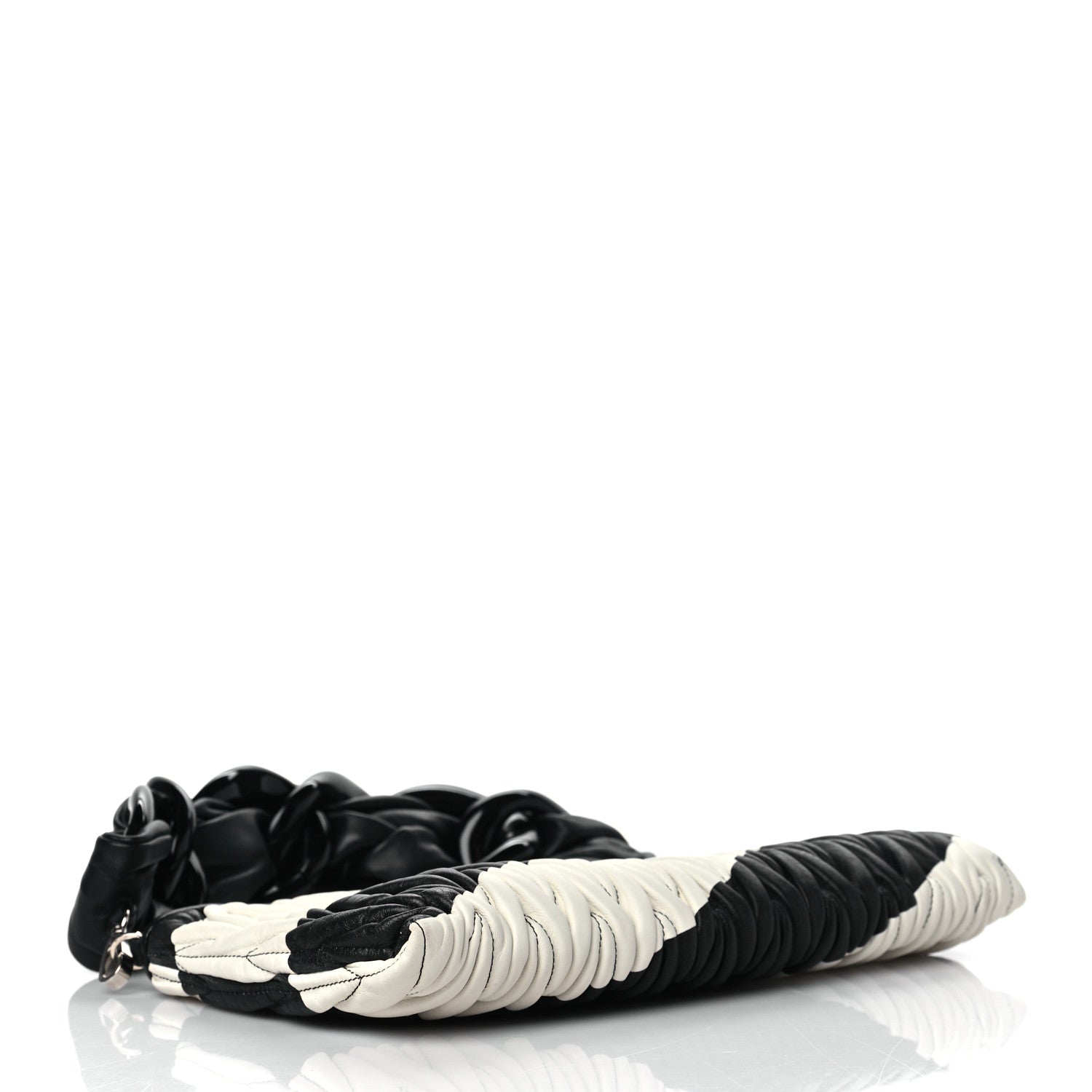 Miu Miu Nappa Matelasse Striped Shoulder Bag Black White 4 of 10