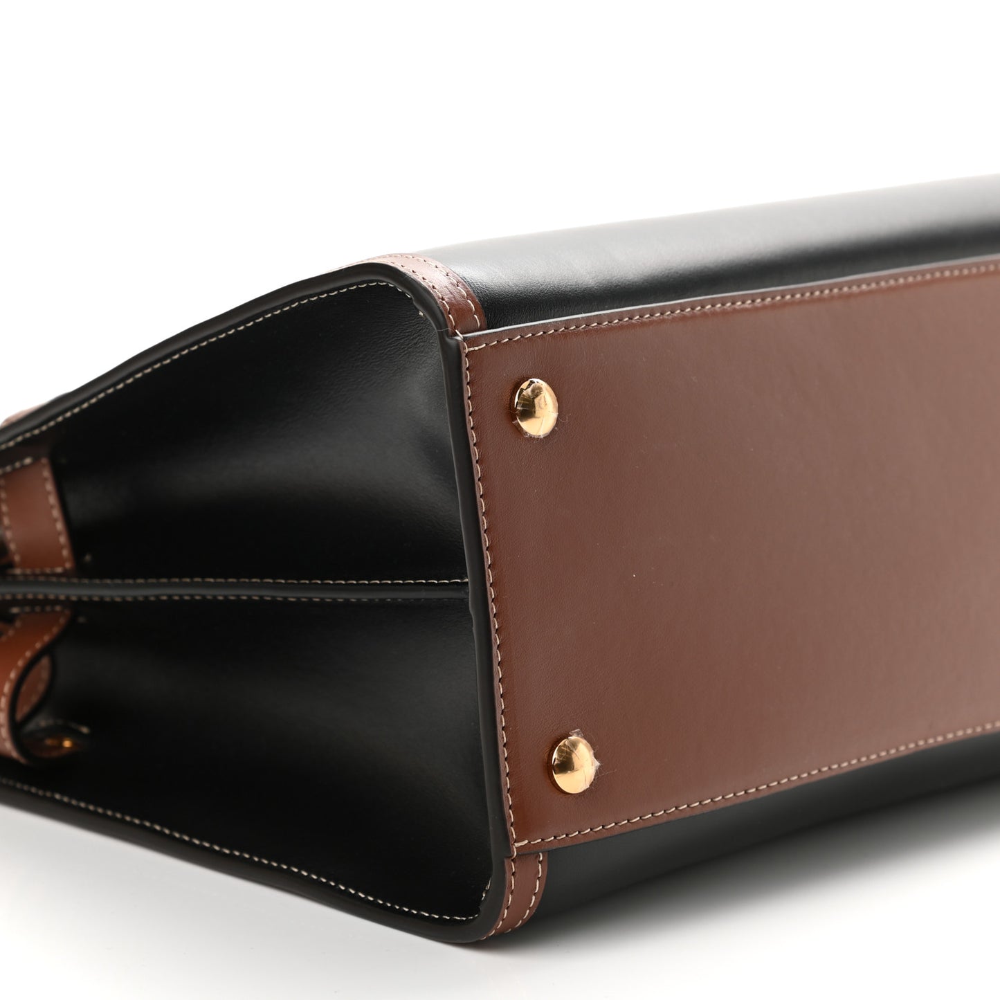 Calfskin Vintage Check Small Two Handle Title Bag Black