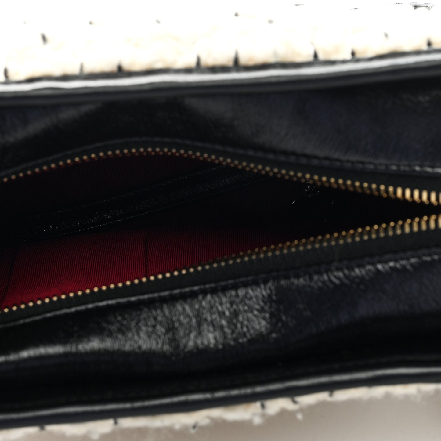 Tweed Calfskin Quilted Small Gabrielle Hobo Ivory Black