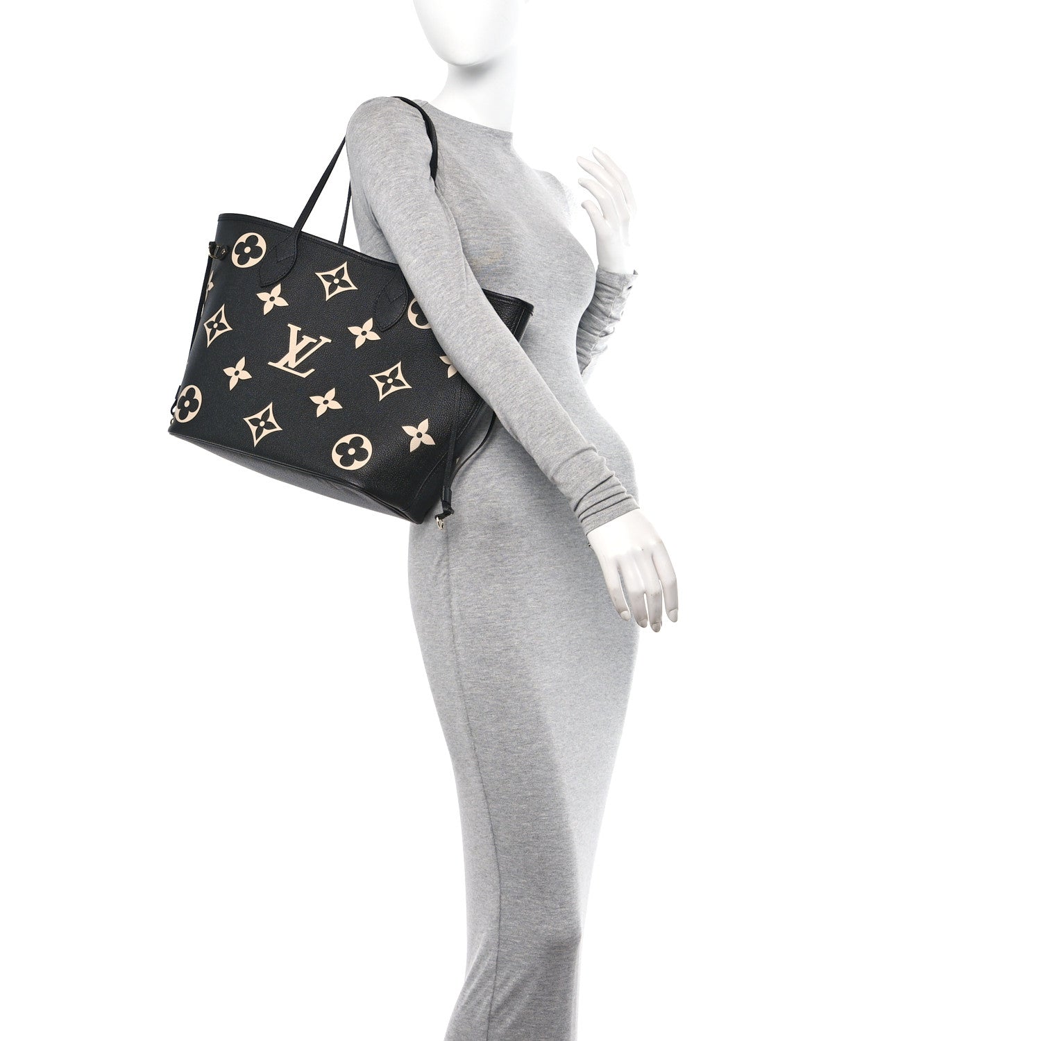 Louis Vuitton Empreinte Monogram Giant Neverfull MM Black Beige 2 of 10