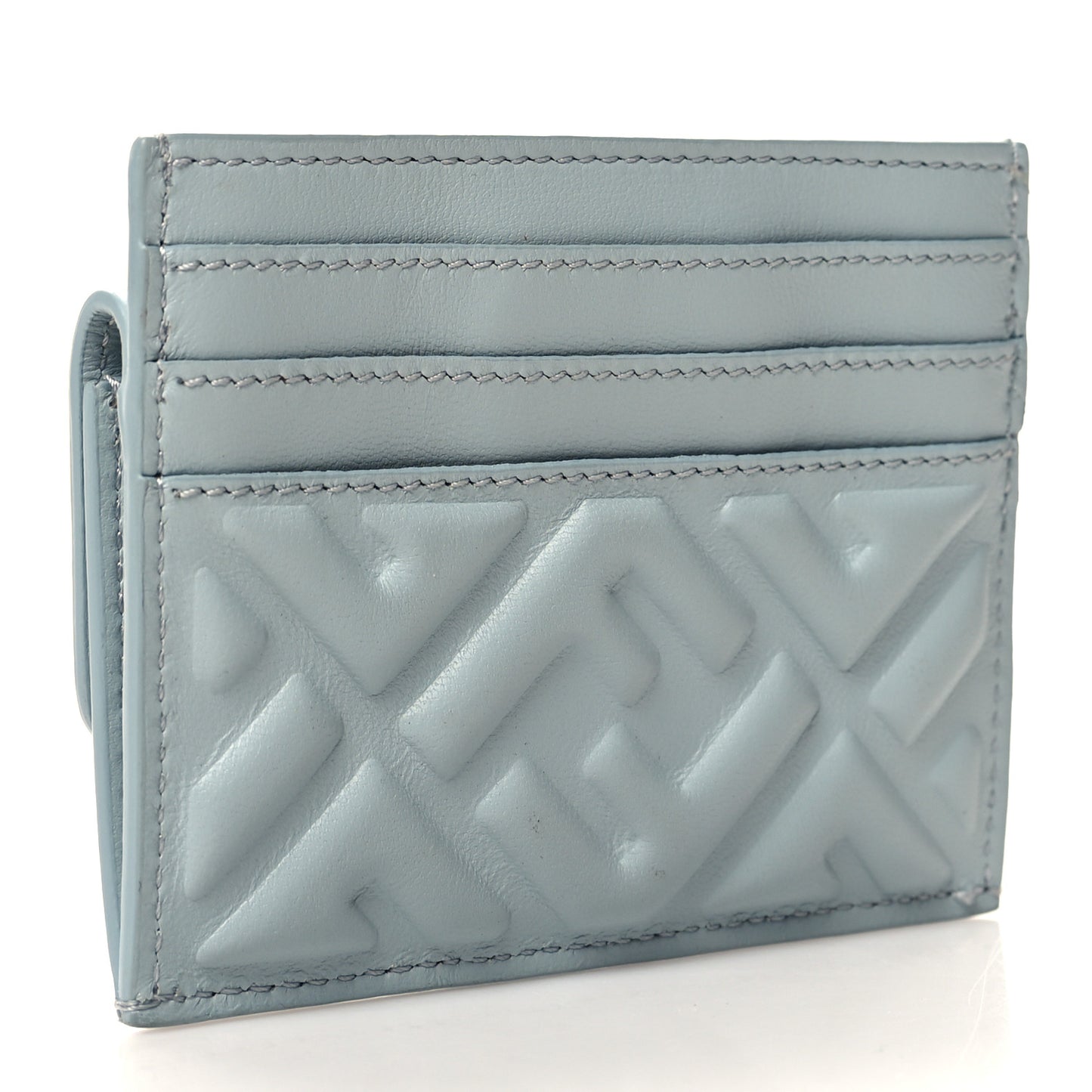 Nappa Matisse Enamel FF Diagonal Embossed Fold Over Card Holder Wallet Blue