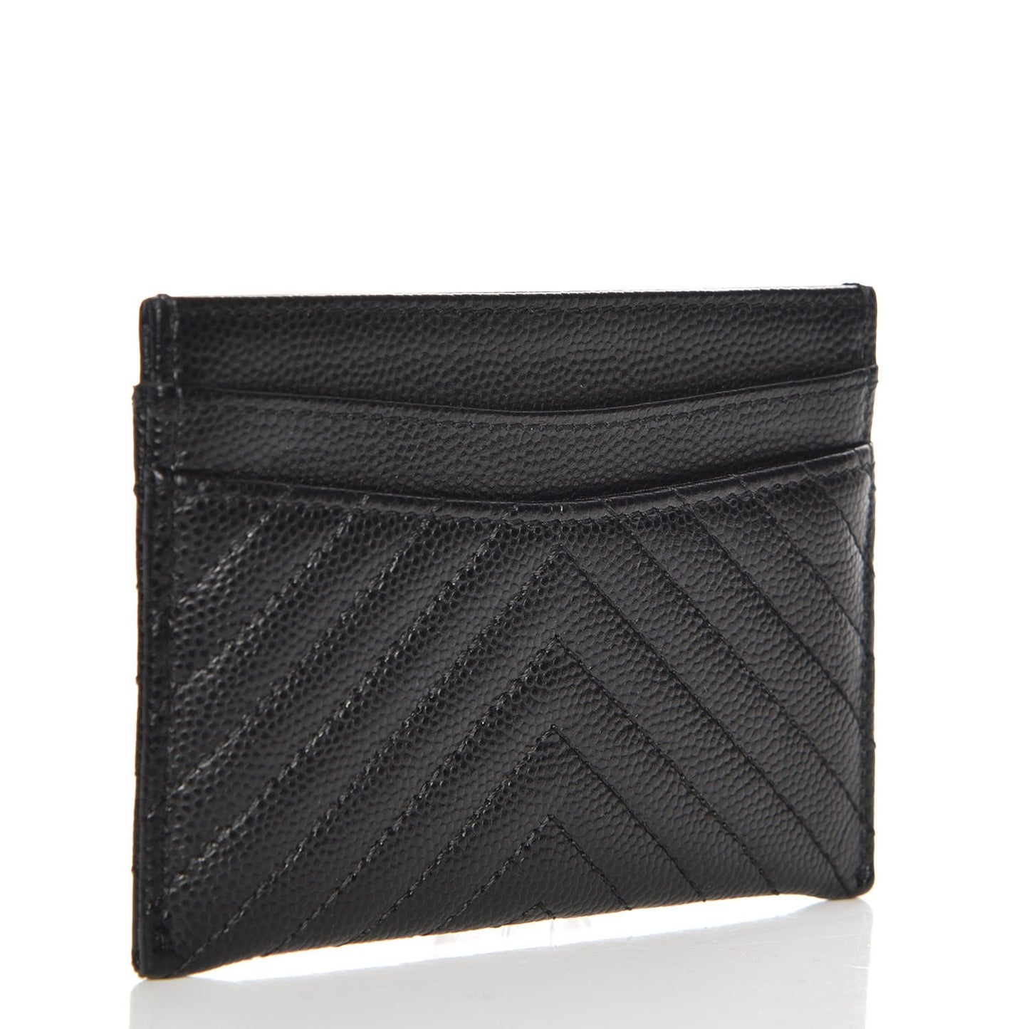 Caviar Chevron Quilted Card Holder Black
