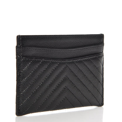 Chanel Caviar Chevron Quilted Card Holder Black 3 of 9