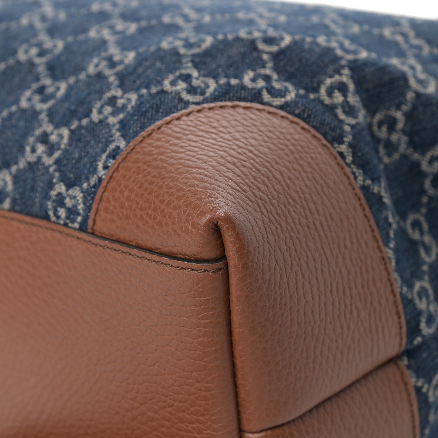 New Denim GG Monogram Medium Ophidia Shopping Tote Blue Tea Cuir