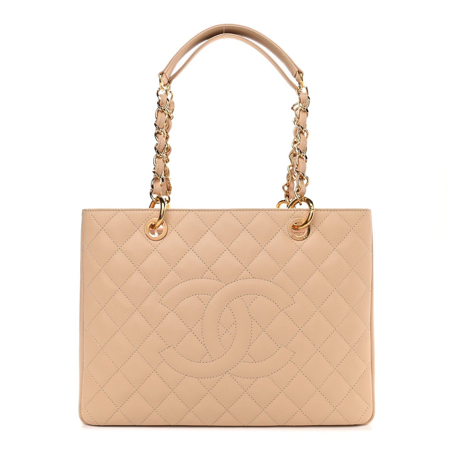 Caviar Quilted Grand Shopping Tote GST Beige