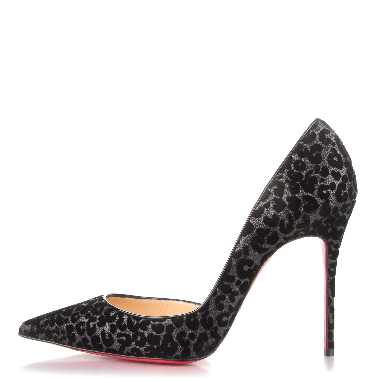 Christian Louboutin Floque Patent Glitter Leo Iriza 100 Pumps 39 Black 1 of 6