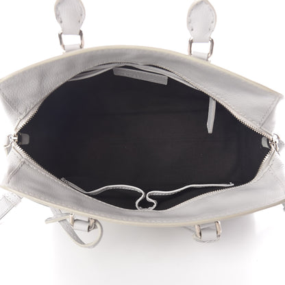 Alexander McQueen Pebbled Calfskin Small Skull Padlock Zip Around Tote Light Grey 5 of 14