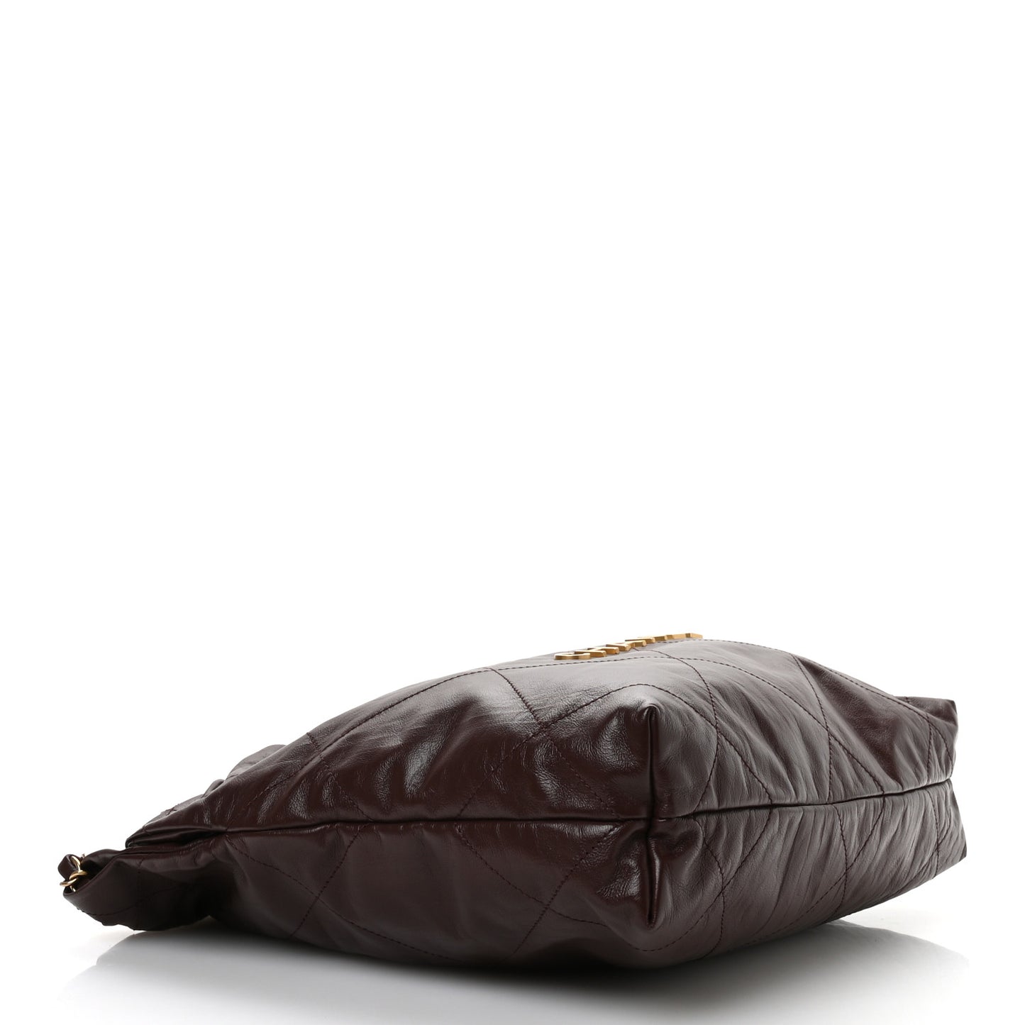 Shiny Calfskin Quilted Small Chanel 22 Dark Brown