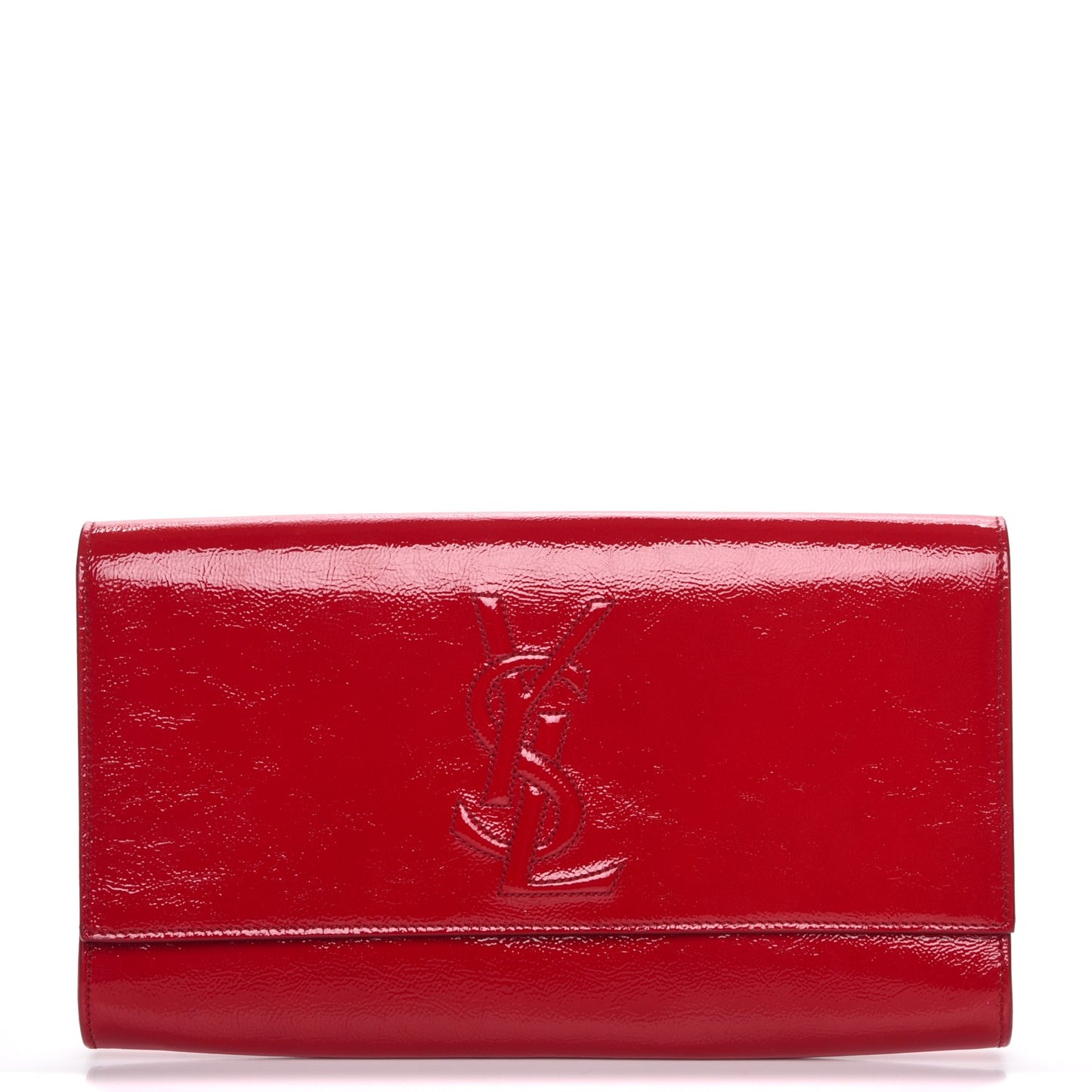 Textured Patent Monogram Large Belle De Jour Clutch Red