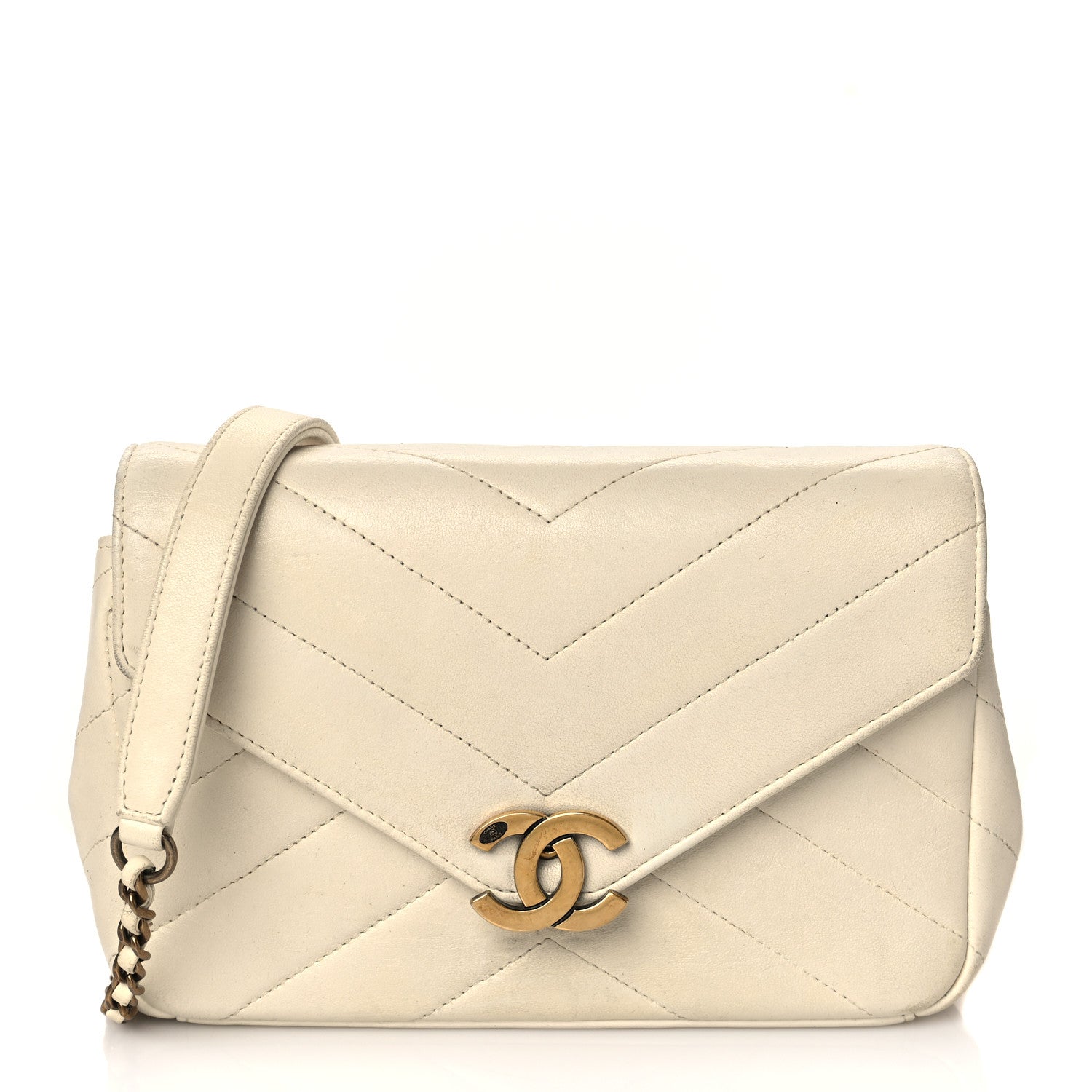 Chanel Lambskin Chevron Mini Coco Envelope Flap White 1 of 16
