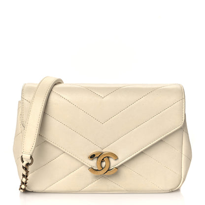 Chanel Lambskin Chevron Mini Coco Envelope Flap White 1 of 16