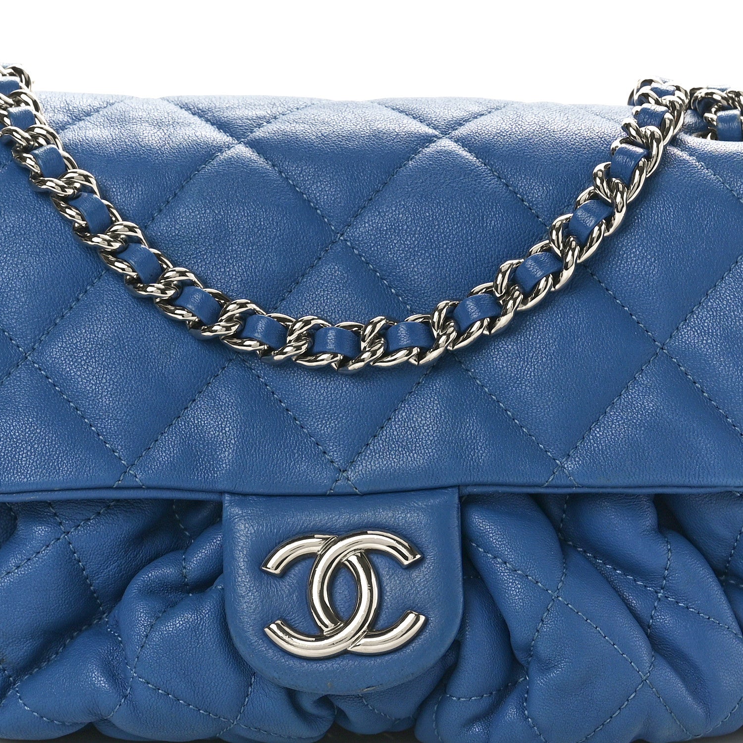 Chanel Washed Lambskin Quilted Medium Chain Around Messenger Blue 8 of 11